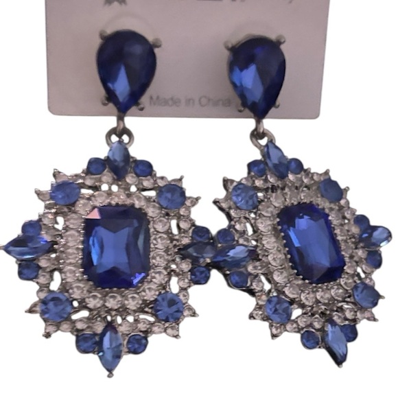 Blue and Silver Crystal Earrings - Picture 9 of 9